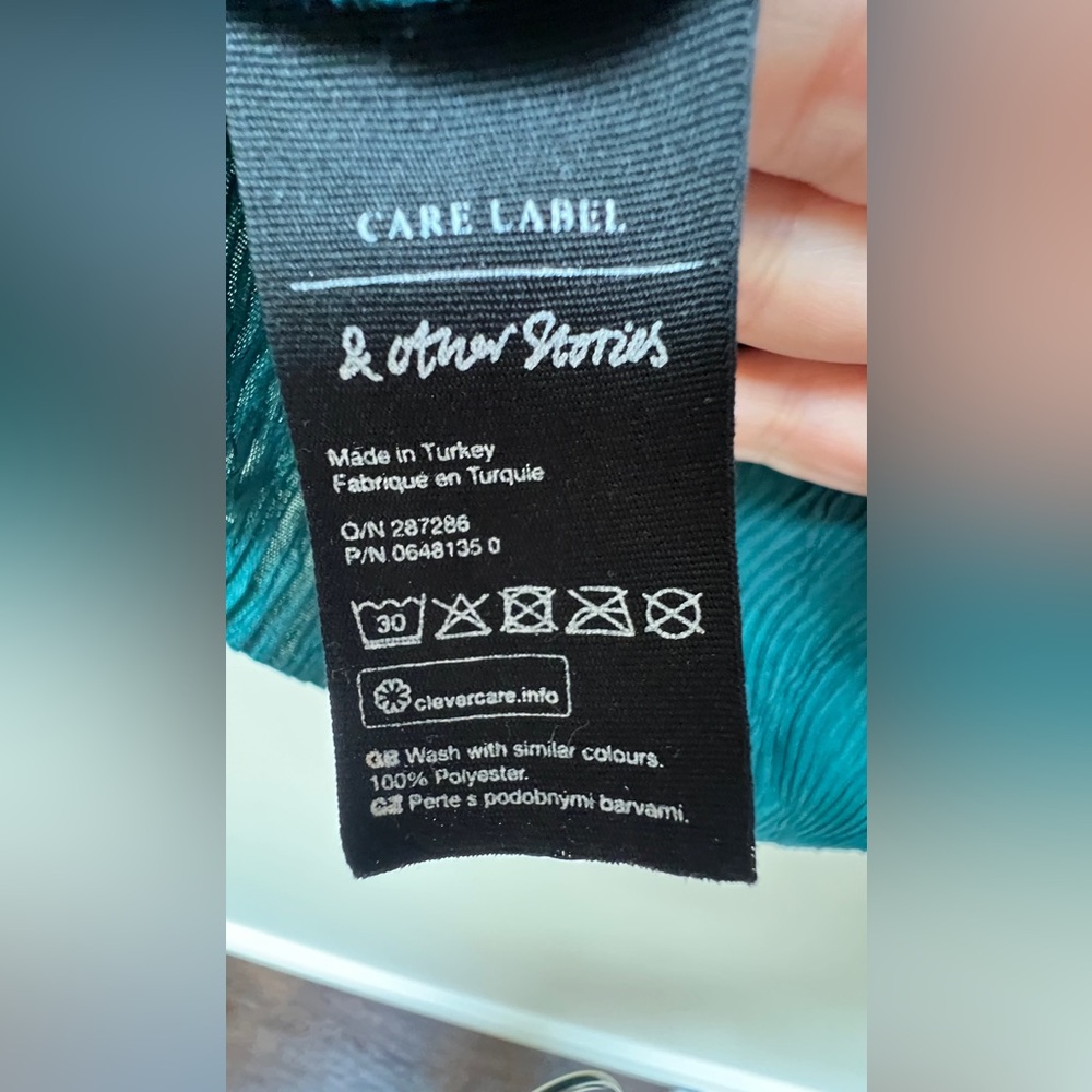 & Other Stories Teal Short Sleeve Top - Picture 5 of 6